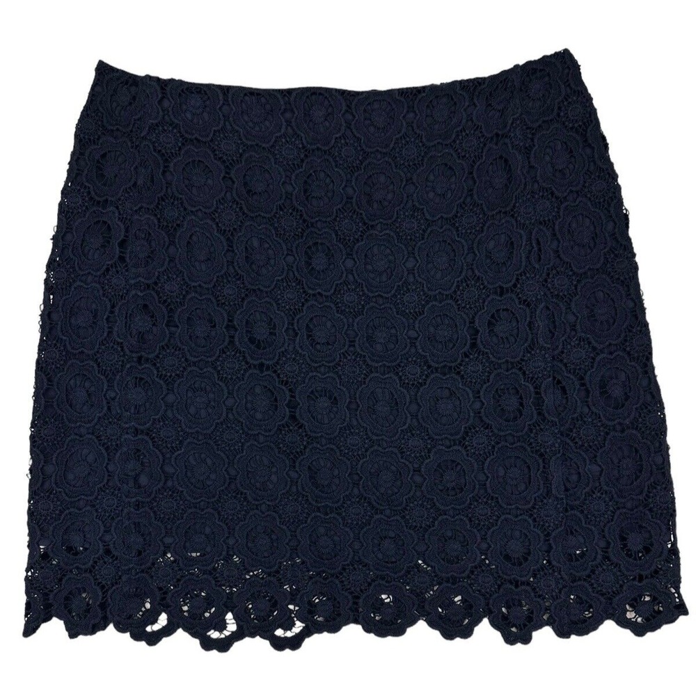Joe Fresh Crochet Lace Black Scalloped Cotton Short Mini Pencil Skirt Size 4